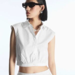 NWT! 🤍 COS Cropped Sleeveless Button Down, Size 12